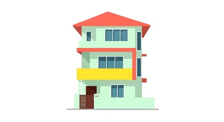 Three story house illustration vector design for real estate and architectural projects use
