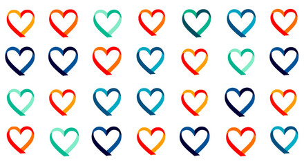 Flat Ribbon-Loop Heart Grid Background for Giving Tuesday Vector