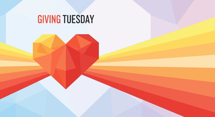 Radiant Geometric Heart Beacon Flat Giving Tuesday Background