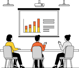 People Watching Presentation with Chart in Meeting Room