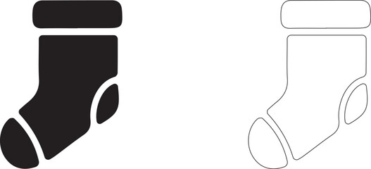 Christmas stocking for gifts. Editable vector icon.