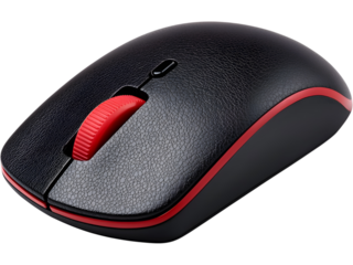 Black wireless computer mouse isolated on white background. Ideal for office, technology, and modern gadget design.