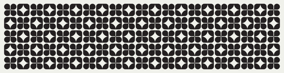 Flower shapes pattern vector background in black and white shades for wall décor, textiles, interior design, banners and more.	
