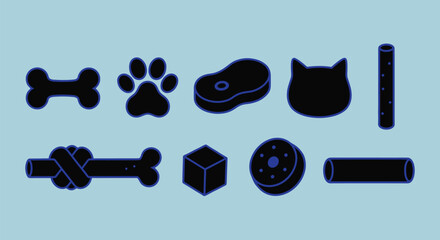 Pet supplies icons vector graphic design for pet shop or online store editable vector