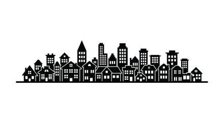 Obraz premium Striking cityscape skyline with modern buildings and houses design