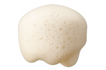 Foam, bubbles, and frothy suds on transparent background forming a textured abstract liquid element