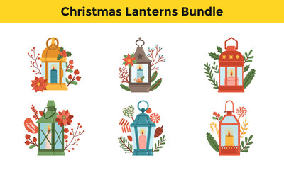 Fototapeta premium Christmas Decorative Lanterns Set