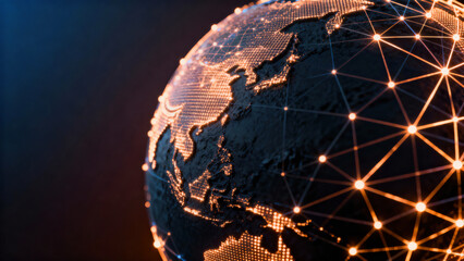 Glowing Global Network Connections on Digital Earth