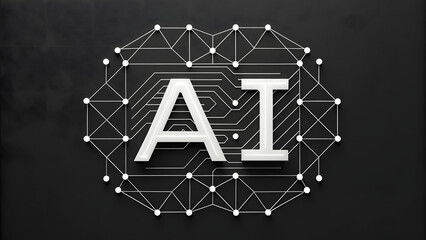 Ai text with connected digital network symbolizing modern artificial intelligence technology