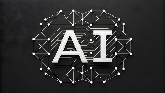 Ai text with connected digital network symbolizing modern artificial intelligence technology 
