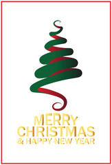 Merry Christmas Elegant Ribbon Tree Illustration