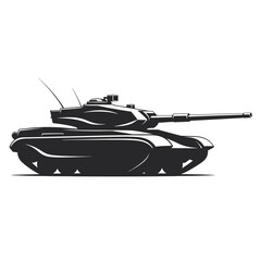 Military Tank Silhouette Vector Illustration – Armored Combat Vehicle Icon