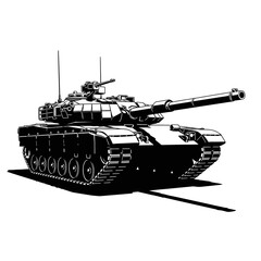 Military Tank Silhouette Vector Illustration – Armored Combat Vehicle Icon