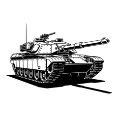 Military Tank Silhouette Vector Illustration – Armored Combat Vehicle Icon