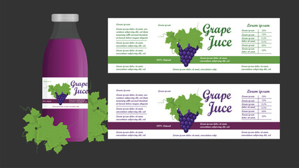 Grape Juice Bottle and Label Design Illustration