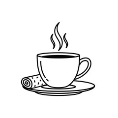 Whipped Cream Coffee Cup Icon – Minimalist Line Art Beverage Illustration