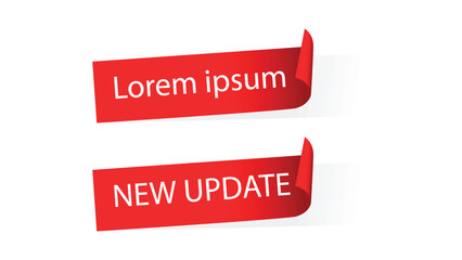 Red Curled Ribbon Labels with Text Illustration