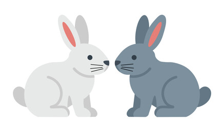 Fototapeta premium Cute White and Gray Rabbit Illustration Isolated on White