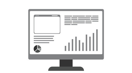 Computer Monitor with Analytics Dashboard Illustration