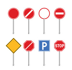 Road Traffic Sign Collection Illustration Isolated on White