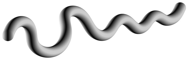 Abstract 3d render of a simple curved grey tube with smooth metallic gradient
