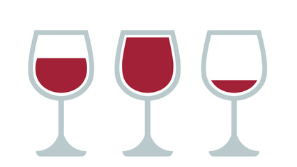 Wine Glasses with Red Wine Illustration Isolated on White Background