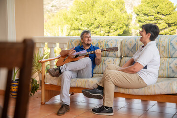 Relaxing morning with music and laughter at home