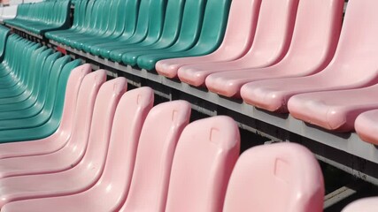 Stadium seats. Rows of green color seats in the stadium