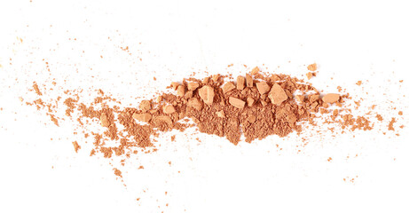 Face powder makeup, blusher, isolated on white background, top view