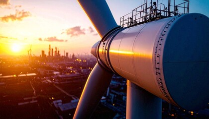 wind turbine at sunset	