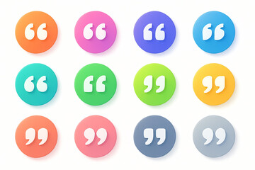 Quotation marks. Round icons with color gradients