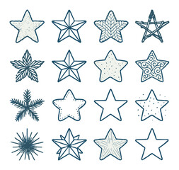Obraz premium Collection of unique star designs on gradient background