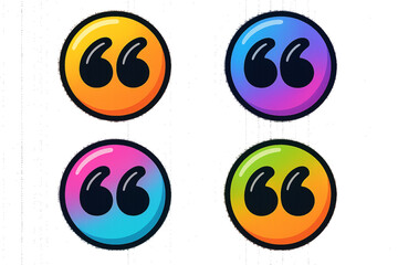Quotation marks. Round icons with color gradients
