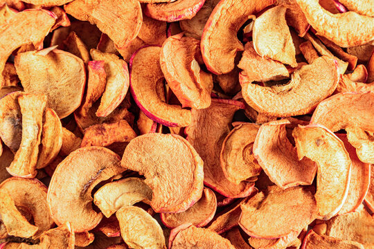 Top view of dried apple slices