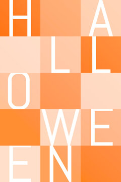 Minimalist halloween text with orange checkered pattern