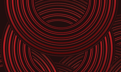 Abstract red glowing geometric lines on dark red background. Modern shiny red circle lines pattern. Futuristic technology concept, perfect for covers, posters, banners, brochures, websites, etc.	