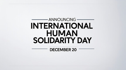 Fototapeta premium Announcing International Human Solidarity Day on December 20th, graphic, 32K Resolution