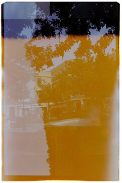 Atmospheric film photograph of Menorca plaza