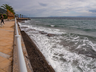 Clouds and stormy weather at Loutra Edipsou Spa resort on Evia Island in Greece