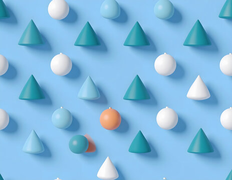 Playful shapes in warm, inviting pattern, this conical and spherical arrangement evokes feeling of peace and joy