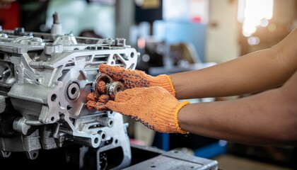 Automotive Maintenance: A skilled mechanic meticulously works on a car engine, showcasing expertise and precision in the repair process. 
