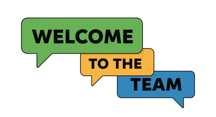 Welcome new team members with vibrant speech bubble announcement