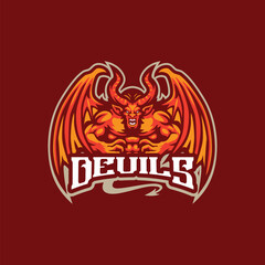 Devils mascot logo design vector. Angry devils illustration for sport team.
