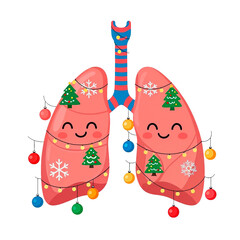 Lungs decorated with holiday ornaments and lights during a festive season celebration