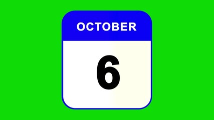 A blue and white calendar page showing the date october 9th against a vibrant green background - Powered by Adobe