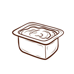 A sauce container, designed in outline style. This simple, linear vector illustration is uncolored and isolated on a white background. Suitable for menus, packaging, fast food, culinary blogs