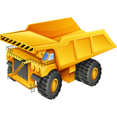 Yellow Mining Dump Truck with Transparent Background Ideal for Construction and Transportation Concepts