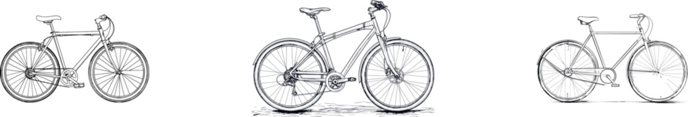 Continuous one line illustration of a bicycle or bike characterized by modern minimalism design