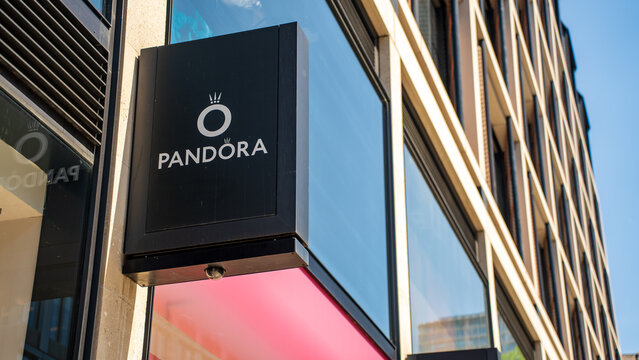 Pandora store sign, 24 April, Central London, UK