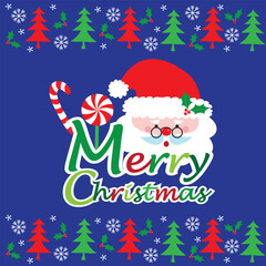 christmas card, gift bag or box design with cute santa